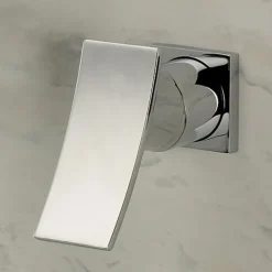 Bathroom Sink Faucet,Modern Style Stainless Steel Slide Shape Design Wall Mount Waterfall Chrome Single Handle Two Holes Bath Taps with Hot and Cold Switch and Valve