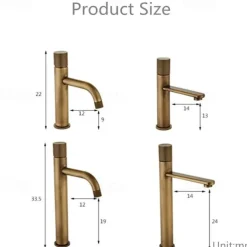 Bathroom Sink Mixer Faucet Single Knob, Vintage Mono Basin Taps Brass Deck Mounted, Monobloc Single Handle One Hole Vessel Water Tap with Hot Cold Water Hose Washroom
