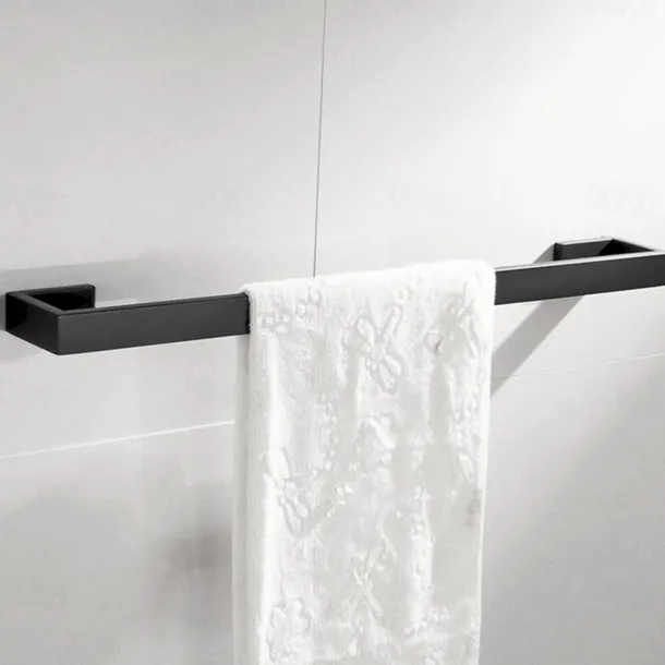 Bathroom Towel Bar 50cm/60cm, Towel Rack Wall Mount Bath Towel Holder, Bath Towel Hanger Stainless Steel Brushed Finished Bathroom Accessories Towel Rail Single Bar,(Black/Brushed Nickel/Chrome)