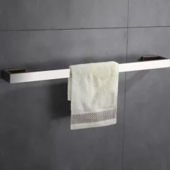 Bathroom Towel Bar 50cm/60cm, Towel Rack Wall Mount Bath Towel Holder, Bath Towel Hanger Stainless Steel Brushed Finished Bathroom Accessories Towel Rail Single Bar,(Black/Brushed Nickel/Chrome)