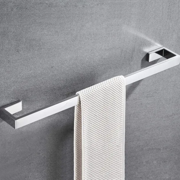 Bathroom Towel Bar 50cm/60cm, Towel Rack Wall Mount Bath Towel Holder, Bath Towel Hanger Stainless Steel Brushed Finished Bathroom Accessories Towel Rail Single Bar,(Black/Brushed Nickel/Chrome)