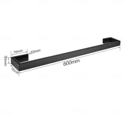 Bathroom Towel Bar 50cm/60cm, Towel Rack Wall Mount Bath Towel Holder, Bath Towel Hanger Stainless Steel Brushed Finished Bathroom Accessories Towel Rail Single Bar,(Black/Brushed Nickel/Chrome)