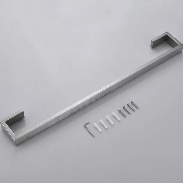 Bathroom Towel Bar 50cm/60cm, Towel Rack Wall Mount Bath Towel Holder, Bath Towel Hanger Stainless Steel Brushed Finished Bathroom Accessories Towel Rail Single Bar,(Black/Brushed Nickel/Chrome)