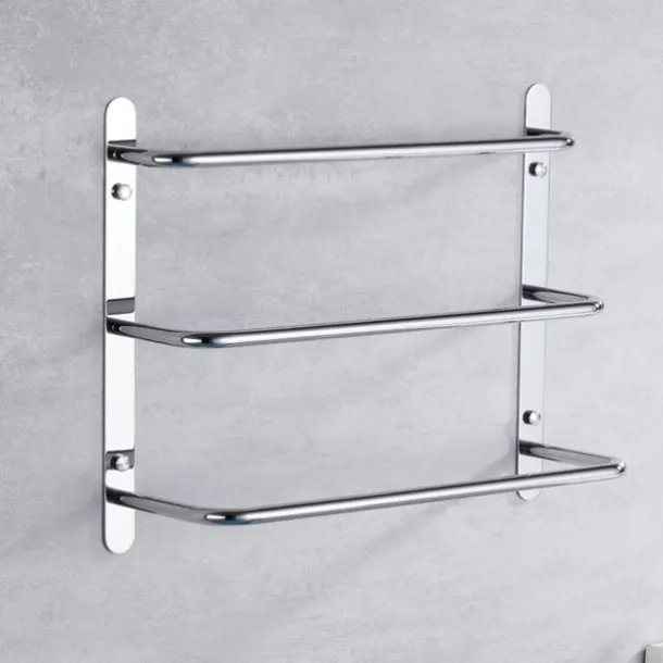 Bathroom Towel Bar Multilayer Bathroom Shelf Contemporary Polished Stainless Steel Bathroom 3-tier Towel Bar Wall Mounted 45/60 cm