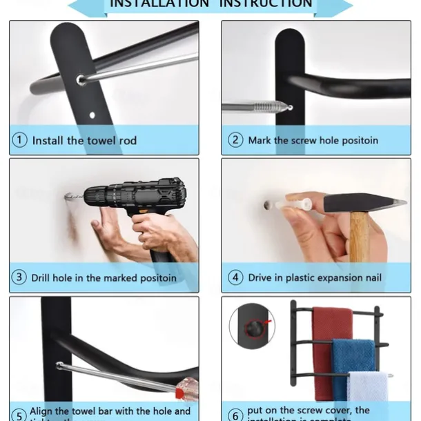 Bathroom Towel Bar Multilayer Bathroom Shelf Contemporary Polished Stainless Steel Bathroom 3-tier Towel Bar Wall Mounted 45/60 cm