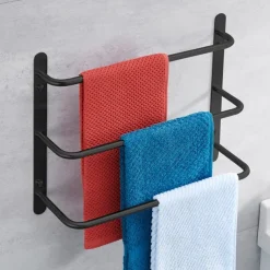 Bathroom Towel Bar Multilayer Bathroom Shelf Contemporary Polished Stainless Steel Bathroom 3-tier Towel Bar Wall Mounted 45/60 cm