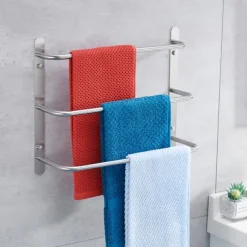 Bathroom Towel Bar Multilayer Bathroom Shelf Contemporary Polished Stainless Steel Bathroom 3-tier Towel Bar Wall Mounted 45/60 cm