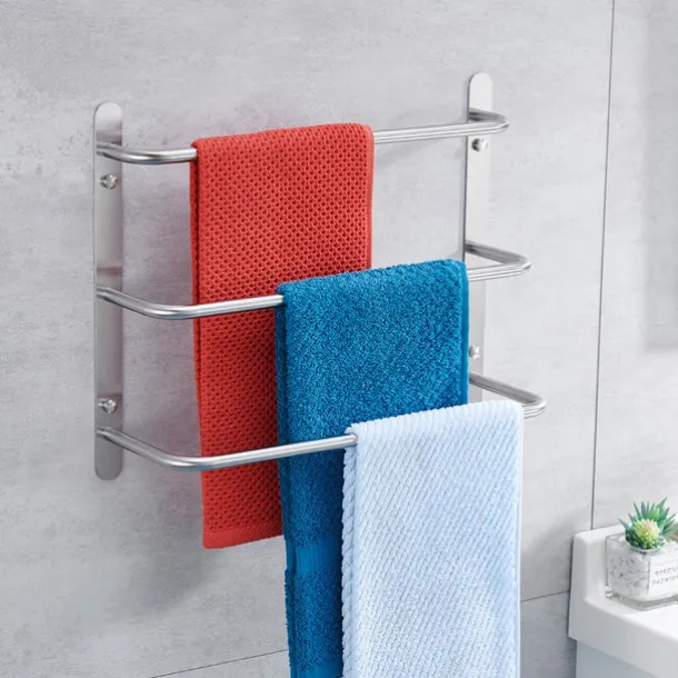 Bathroom Towel Bar Multilayer Bathroom Shelf Contemporary Polished Stainless Steel Bathroom 3-tier Towel Bar Wall Mounted 45/60 cm