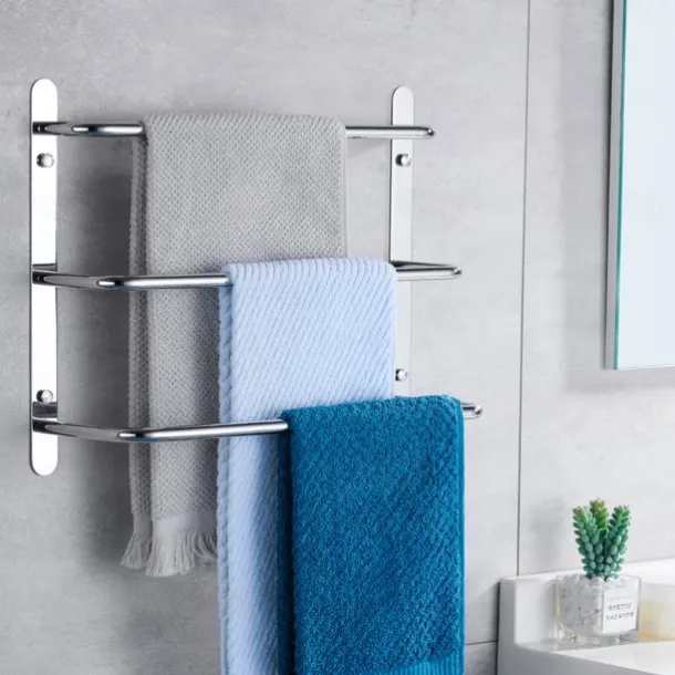 Bathroom Towel Bar Multilayer Bathroom Shelf Contemporary Polished Stainless Steel Bathroom 3-tier Towel Bar Wall Mounted 45/60 cm