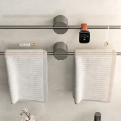 Bathroom Towel Bar Perforated Free Space Aluminum Towel Rack Extremely Simple Light Luxurious Towel Storage