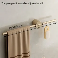 Bathroom Towel Bar Perforated Free Space Aluminum Towel Rack Extremely Simple Light Luxurious Towel Storage