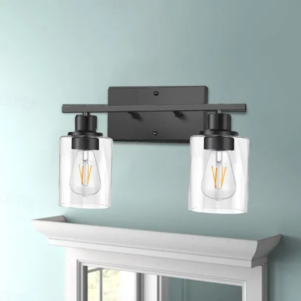 Bathroom Vanity Light Fixture, Matte Black Gold Finish Wall Sconce, Modern Wall Sconce with Bubble Glass Shade, Vintage Wall Sconce, For Mirror, Living Room, Bedroom, Hallway, E26 Base 110-240V