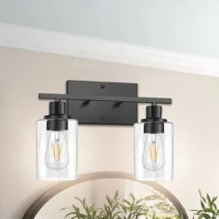 Bathroom Vanity Light Fixture, Matte Black Gold Finish Wall Sconce, Modern Wall Sconce with Bubble Glass Shade, Vintage Wall Sconce, For Mirror, Living Room, Bedroom, Hallway, E26 Base 110-240V