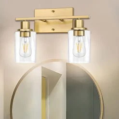 Bathroom Vanity Light Fixture, Matte Black Gold Finish Wall Sconce, Modern Wall Sconce with Bubble Glass Shade, Vintage Wall Sconce, For Mirror, Living Room, Bedroom, Hallway, E26 Base 110-240V
