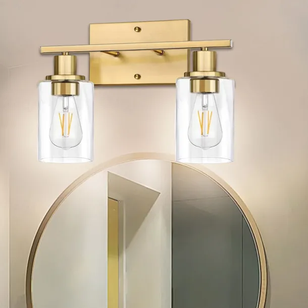 Bathroom Vanity Light Fixture, Matte Black Gold Finish Wall Sconce, Modern Wall Sconce with Bubble Glass Shade, Vintage Wall Sconce, For Mirror, Living Room, Bedroom, Hallway, E26 Base 110-240V