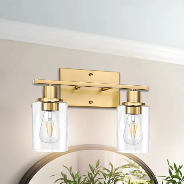 Bathroom Vanity Light Fixture, Matte Black Gold Finish Wall Sconce, Modern Wall Sconce with Bubble Glass Shade, Vintage Wall Sconce, For Mirror, Living Room, Bedroom, Hallway, E26 Base 110-240V