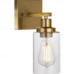 Bathroom Vanity Light Fixture, Matte Black Gold Finish Wall Sconce, Modern Wall Sconce with Bubble Glass Shade, Vintage Wall Sconce, For Mirror, Living Room, Bedroom, Hallway, E26 Base 110-240V