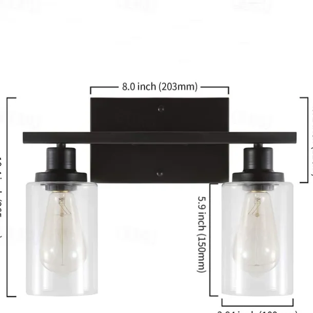 Bathroom Vanity Light Fixture, Matte Black Gold Finish Wall Sconce, Modern Wall Sconce with Bubble Glass Shade, Vintage Wall Sconce, For Mirror, Living Room, Bedroom, Hallway, E26 Base 110-240V