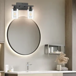 Bathroom Vanity Light Fixture, Matte Black Gold Finish Wall Sconce, Modern Wall Sconce with Bubble Glass Shade, Vintage Wall Sconce, For Mirror, Living Room, Bedroom, Hallway, E26 Base 110-240V