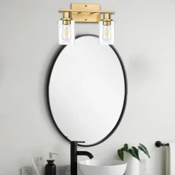 Bathroom Vanity Light Fixture, Matte Black Gold Finish Wall Sconce, Modern Wall Sconce with Bubble Glass Shade, Vintage Wall Sconce, For Mirror, Living Room, Bedroom, Hallway, E26 Base 110-240V