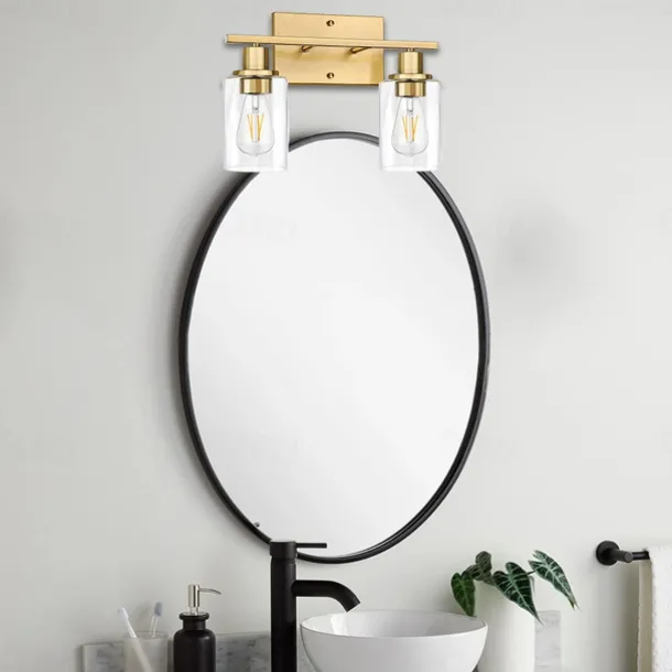 Bathroom Vanity Light Fixture, Matte Black Gold Finish Wall Sconce, Modern Wall Sconce with Bubble Glass Shade, Vintage Wall Sconce, For Mirror, Living Room, Bedroom, Hallway, E26 Base 110-240V