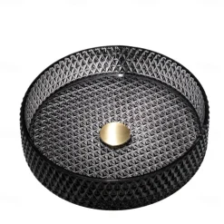 Bathroom Vessel Sink with Chrome Faucet,Wash Basin Glass Countertop Cylinder Wash Basin Hand Washbasin Worktop Installation Glass Basin Set with Chrome Brass Tap