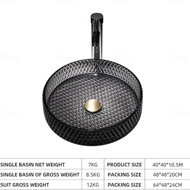 Bathroom Vessel Sink with Chrome Faucet,Wash Basin Glass Countertop Cylinder Wash Basin Hand Washbasin Worktop Installation Glass Basin Set with Chrome Brass Tap