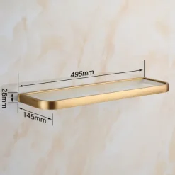Bathroom Wall Mounted Single Layer Rectangle Glass Shelf Antique Brass Finish Bathroom Storage Bathroom Accessories Holder