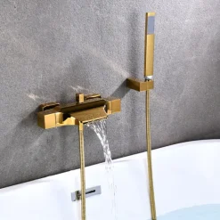 Bathtub Faucet - Contemporary Electroplated Wall Mounted Ceramic Valve Bath Shower Mixer Taps