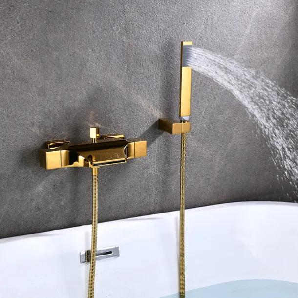 Bathtub Faucet - Contemporary Electroplated Wall Mounted Ceramic Valve Bath Shower Mixer Taps