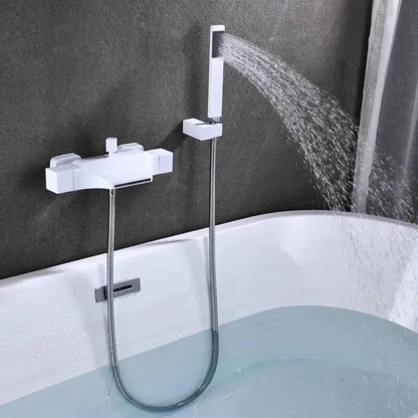 Bathtub Faucet - Contemporary Electroplated Wall Mounted Ceramic Valve Bath Shower Mixer Taps