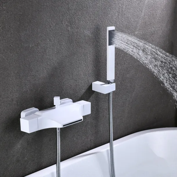 Bathtub Faucet - Contemporary Electroplated Wall Mounted Ceramic Valve Bath Shower Mixer Taps