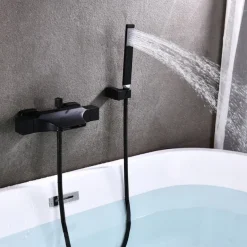 Bathtub Faucet - Contemporary Electroplated Wall Mounted Ceramic Valve Bath Shower Mixer Taps