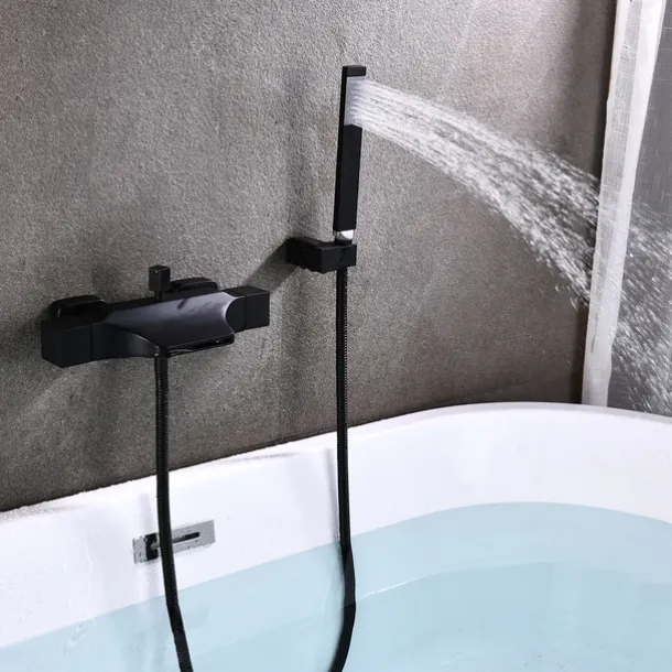 Bathtub Faucet - Contemporary Electroplated Wall Mounted Ceramic Valve Bath Shower Mixer Taps