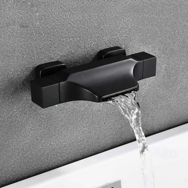 Bathtub Faucet - Contemporary Electroplated Wall Mounted Ceramic Valve Bath Shower Mixer Taps