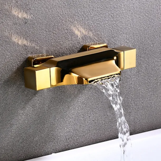 Bathtub Faucet - Contemporary Electroplated Wall Mounted Ceramic Valve Bath Shower Mixer Taps