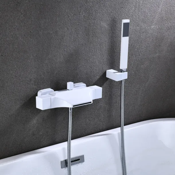 Bathtub Faucet - Contemporary Electroplated Wall Mounted Ceramic Valve Bath Shower Mixer Taps