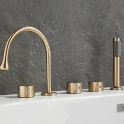 Bathtub Faucet - Contemporary Electroplated Roman Tub Brass Valve Bath Shower Mixer Taps
