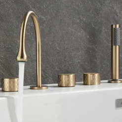 Bathtub Faucet - Contemporary Electroplated Roman Tub Brass Valve Bath Shower Mixer Taps