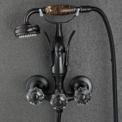 Bathtub Faucet - Contemporary Antique Brass Wall Installation Brass Valve Bath Shower Mixer Taps