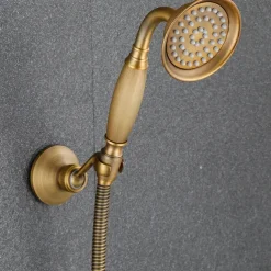 Bathtub Faucet - Contemporary Antique Brass Wall Installation Brass Valve Bath Shower Mixer Taps