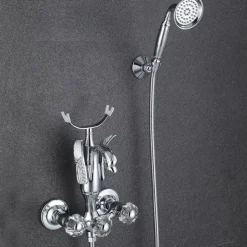 Bathtub Faucet - Contemporary Antique Brass Wall Installation Brass Valve Bath Shower Mixer Taps