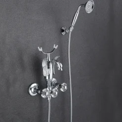 Bathtub Faucet - Contemporary Antique Brass Wall Installation Brass Valve Bath Shower Mixer Taps