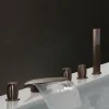Bathtub Faucet - Contemporary Oil-rubbed Bronze Roman Tub Brass Valve Bath Shower Mixer Taps / Three Handles / Yes / Three Handles Five Holes / Waterfall / Three Handles Five Holes