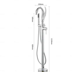 Bathtub Faucet - Contemporary Chrome Floor Mounted Ceramic Valve Bath Shower Mixer Taps