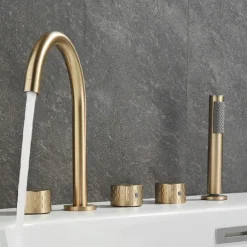 Bathtub Faucet - Contemporary Electroplated Roman Tub Brass Valve Bath Shower Mixer Taps