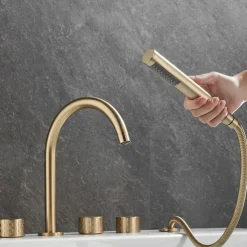 Bathtub Faucet - Contemporary Electroplated Roman Tub Brass Valve Bath Shower Mixer Taps
