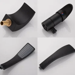 Bathtub Faucet - Contemporary Chrome Free Standing Ceramic Valve Bath Shower Mixer Taps / Two Handles Three Holes