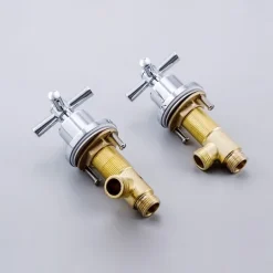 Bathtub Faucet 5 Hole Bathroom Tub Taps Deck Mounted, 3 Handle Sink Mixer Hot and Cold Bathroom Shower Faucets with Handshower Handheld Tap