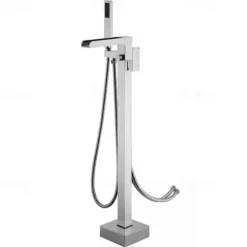 Bathtub Faucet - Minimalist Electroplated Free Standing Brass Valve Bath Shower Mixer Taps